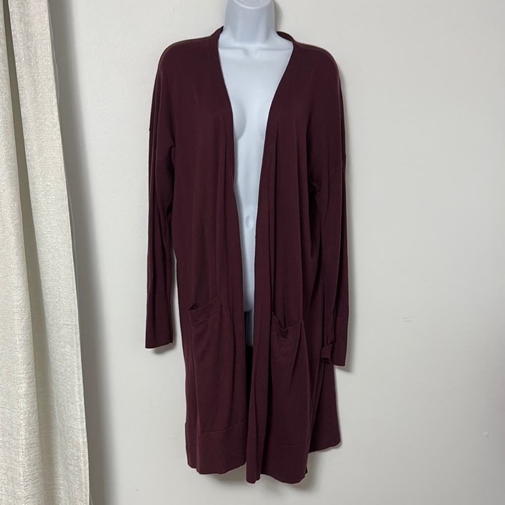 Halogen Burgundy Open Front Cardigan